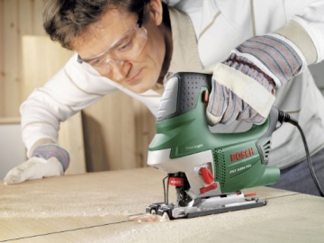 Bosch DIY Stichsäge PST 1000 PEL, 1 Sägeblatt T 144 D, 1 Sägeblatt-Set T234 5tlg., Spanreißschutz, Koffer (650 W, Schnitttiefe 100 mm in Holz, 10 mm in Stahl) - 