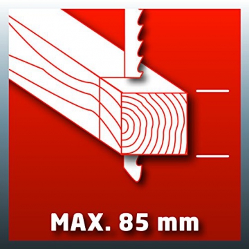 Einhell Stichsäge TC-JS 85 (620 W, max. 85 mm, 45° Schrägschnitt, Hubzahlregelung, 4-Stufen Pendelhub, Absaugadapter, Parallelanschlag, Koffer) - 